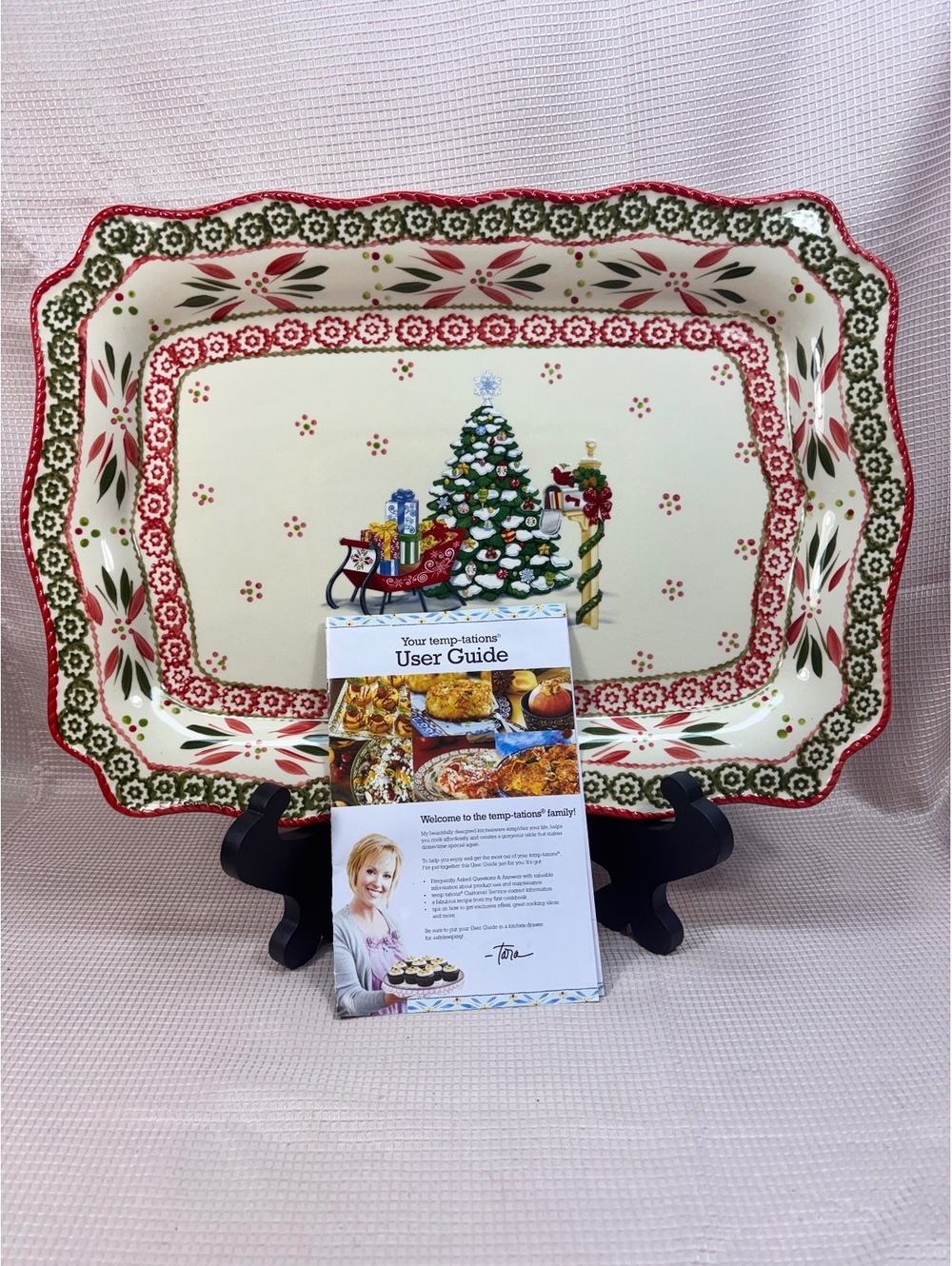 Temp-tations Tara Old World Holiday rectangular serving platter Christmas tree